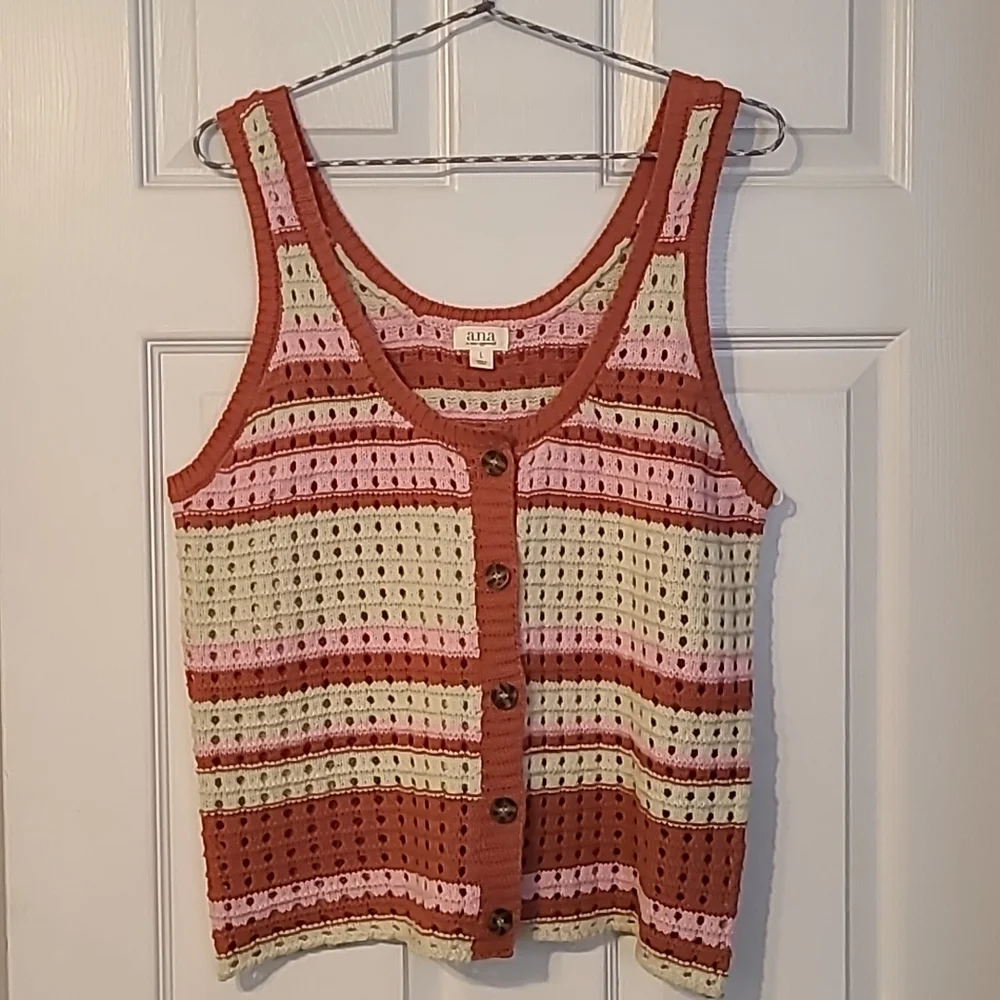 A.N.A.WOMENS "CROCHETED" TANK SIZE LARGE